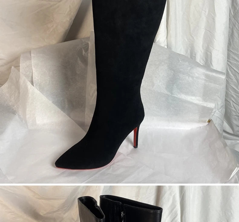 Women Pole Knee High Designer Boots – Sexy Leather High Heel