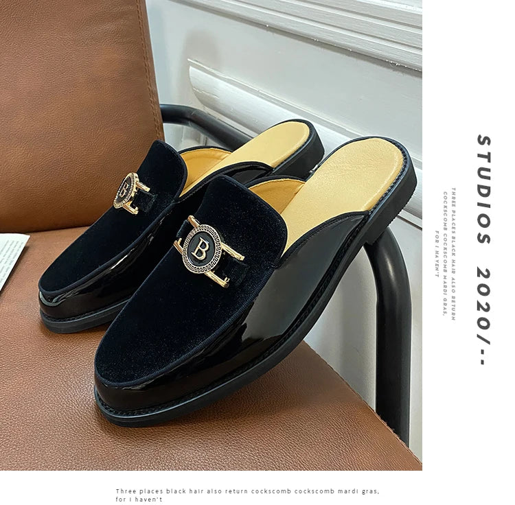 Men’s Black Leather Mules