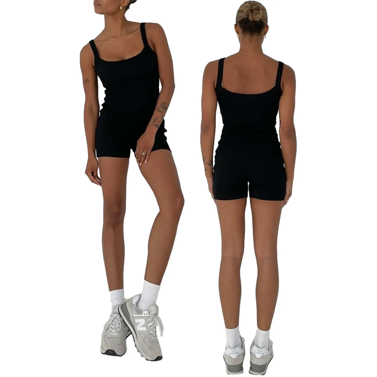 CurveMuse™ – Ribbed Sleeveless Bodycon Playsuit (Sleek, Hugging & Sexy)