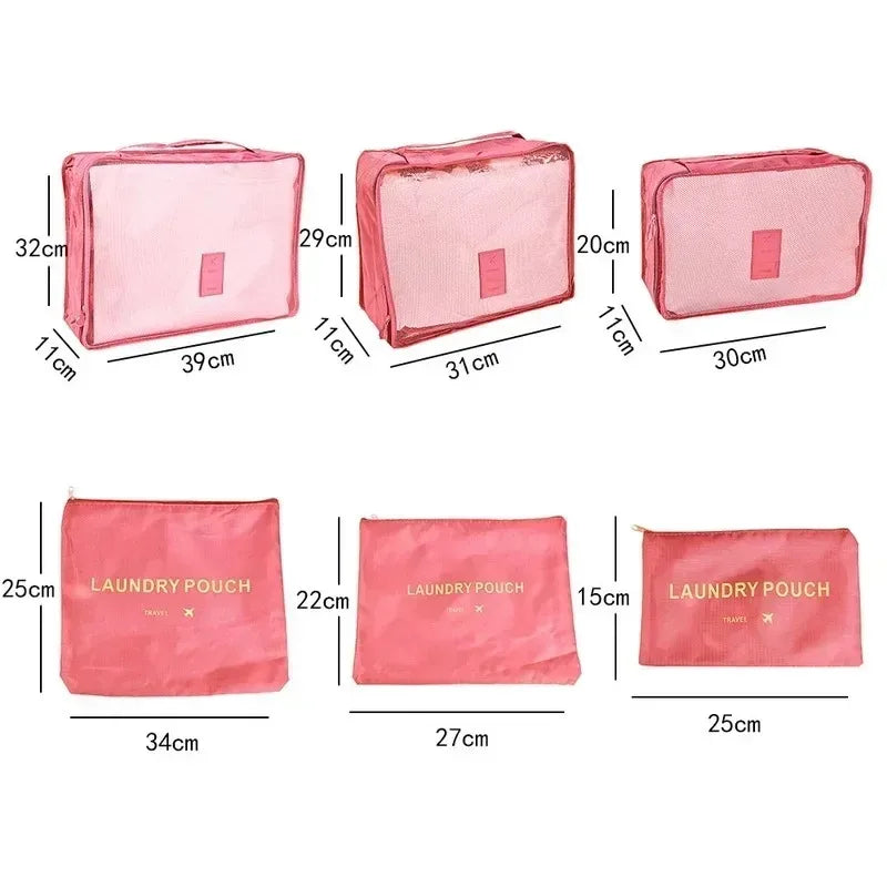 6-Piece Travel Packing Organizer Set – Suitcase Storage Bags