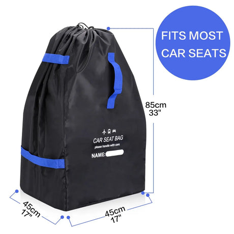 Premium car child safety seat travel bag, fits most car seats, durable design, ideal for safe transport.
