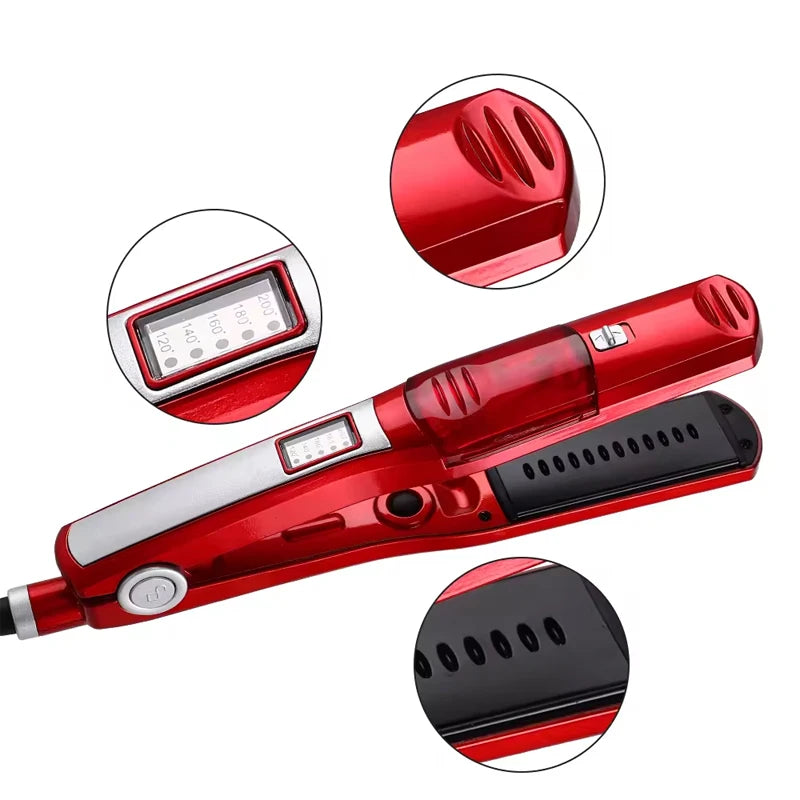 Steam Hair Straightening Brush Flat Iron