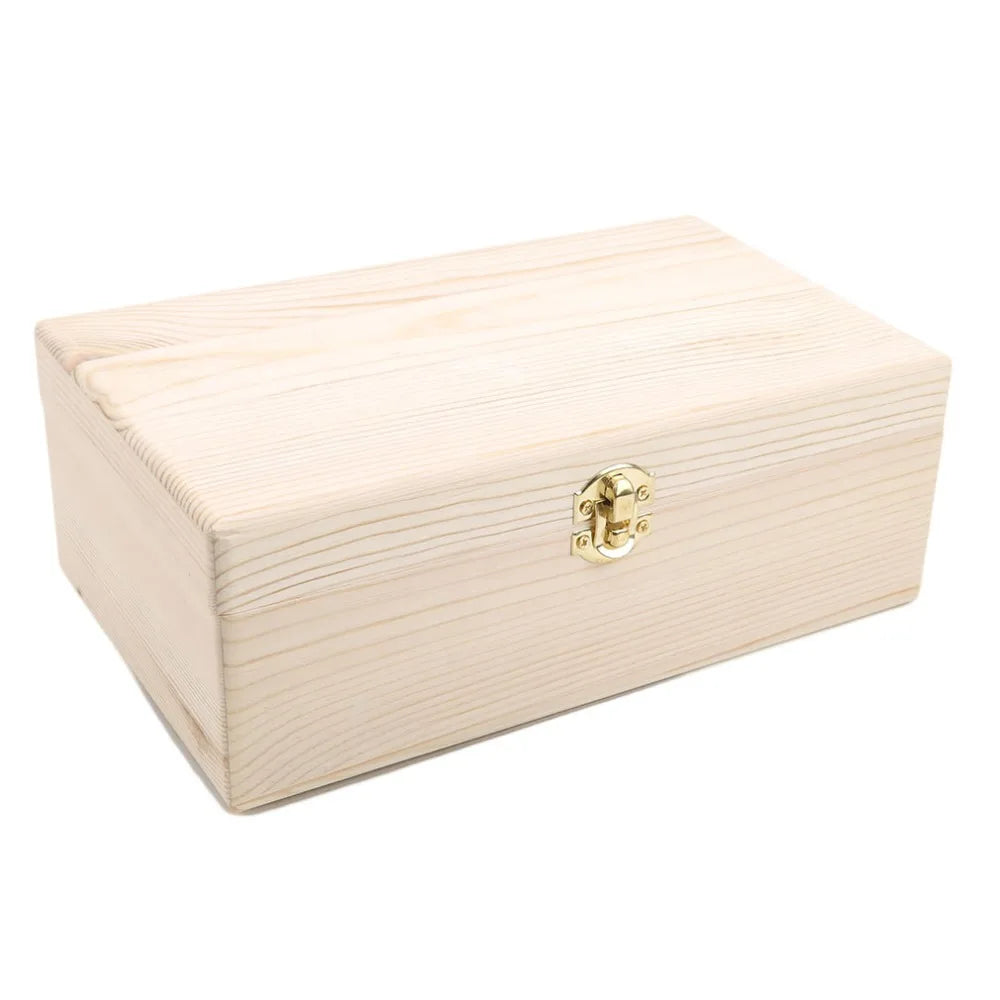 Wooden Storage Box with Lid & Lock