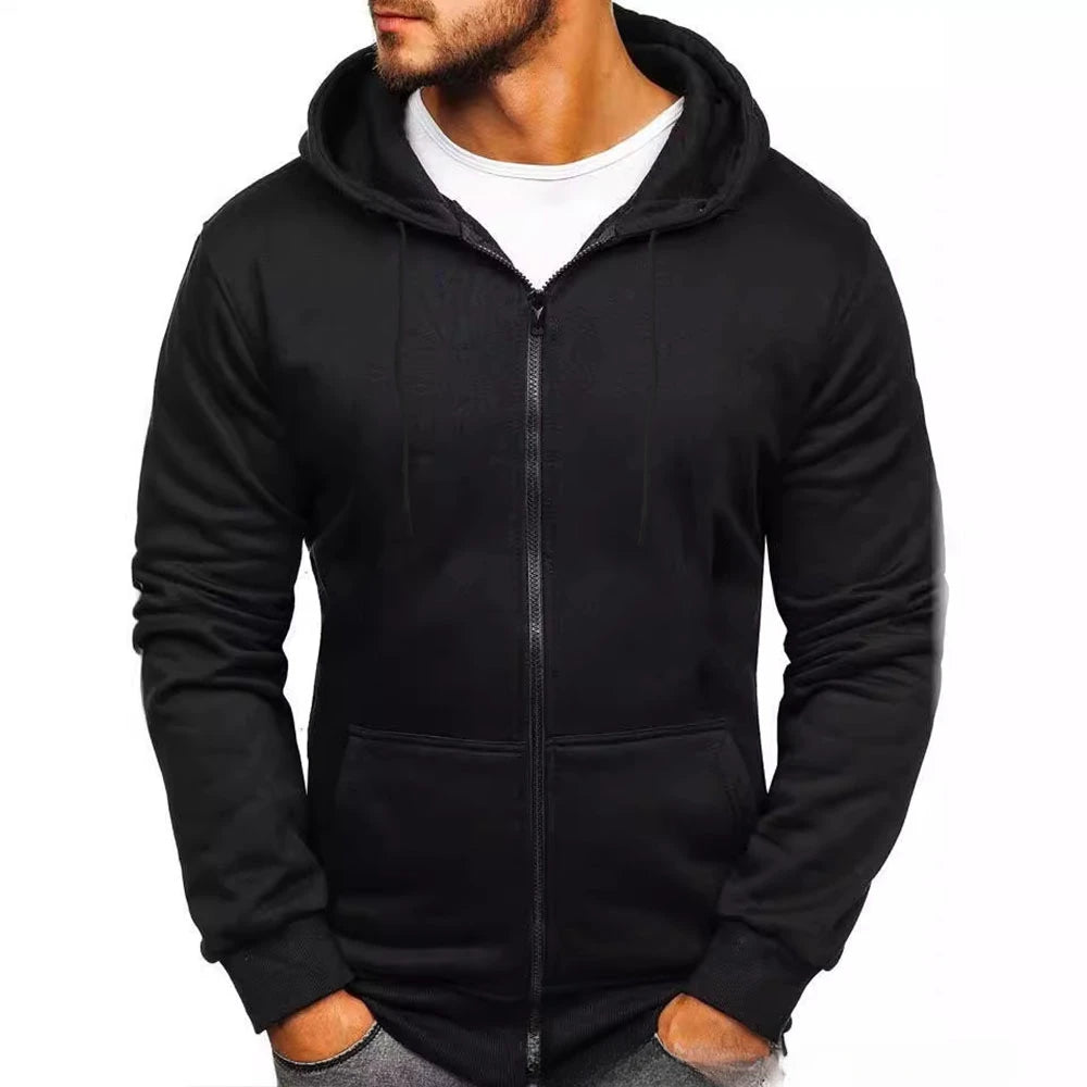 Men's Solid Color Hoodie Jacket