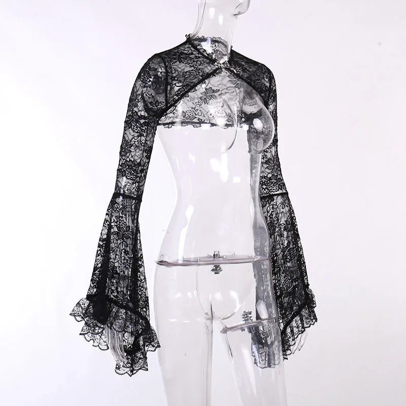 Gothic Black Sheer Bolero Shrug Jacket