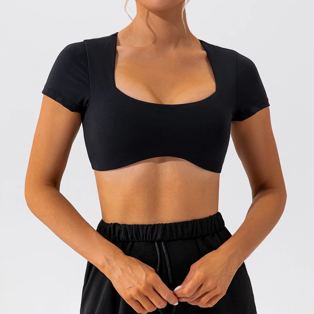 Women Crop Fit Yoga Tee