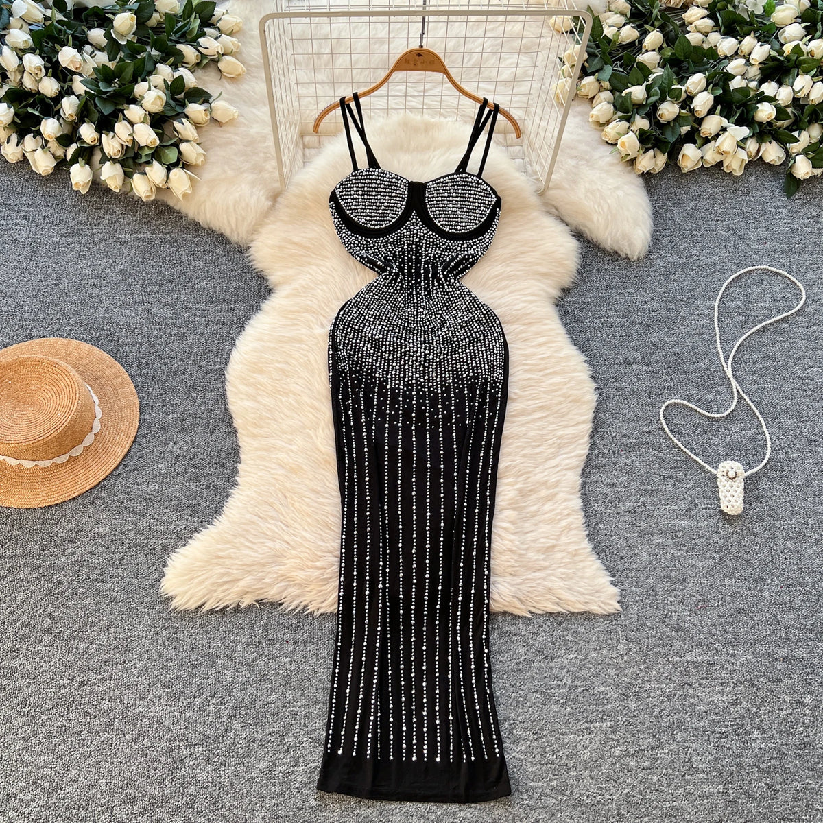Women's Strapless Beaded Evening Dress