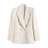 Plaidure™ – Double-Breasted Blazer (Vintage Long Sleeve with Smart Pocket Style)