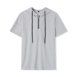 Men Short Sleeve Zip Hoodie