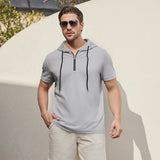 Men Short Sleeve Zip Hoodie
