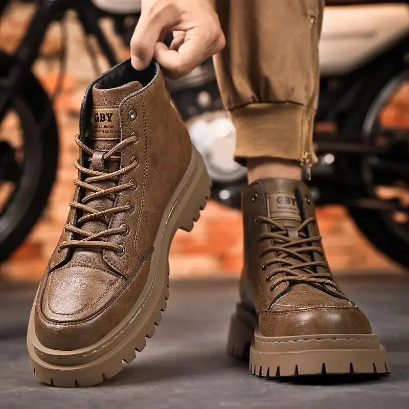 Men’s Autumn Waterproof Mid-Top Leather Boots