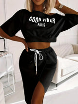 Plus Size One Shoulder Skirt Set