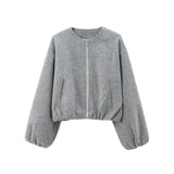 Women Cropped Bomber Jacket