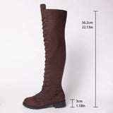 Suede Over Knee Lace-up Boots – Flat Non-Slip 2025
