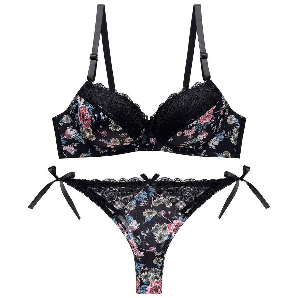 Women Lace Bow Lingerie Set