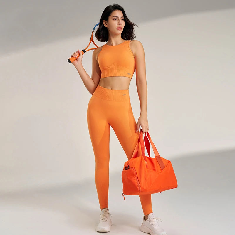 Women High Waist Leggings & Top Set