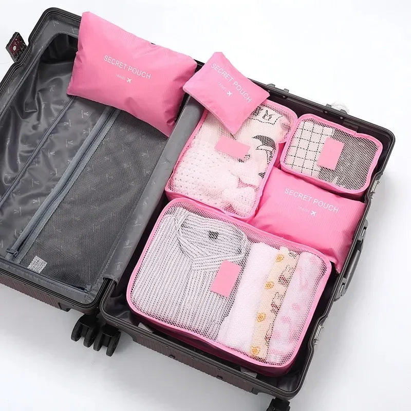 6-Piece Travel Packing Organizer Set – Suitcase Storage Bags