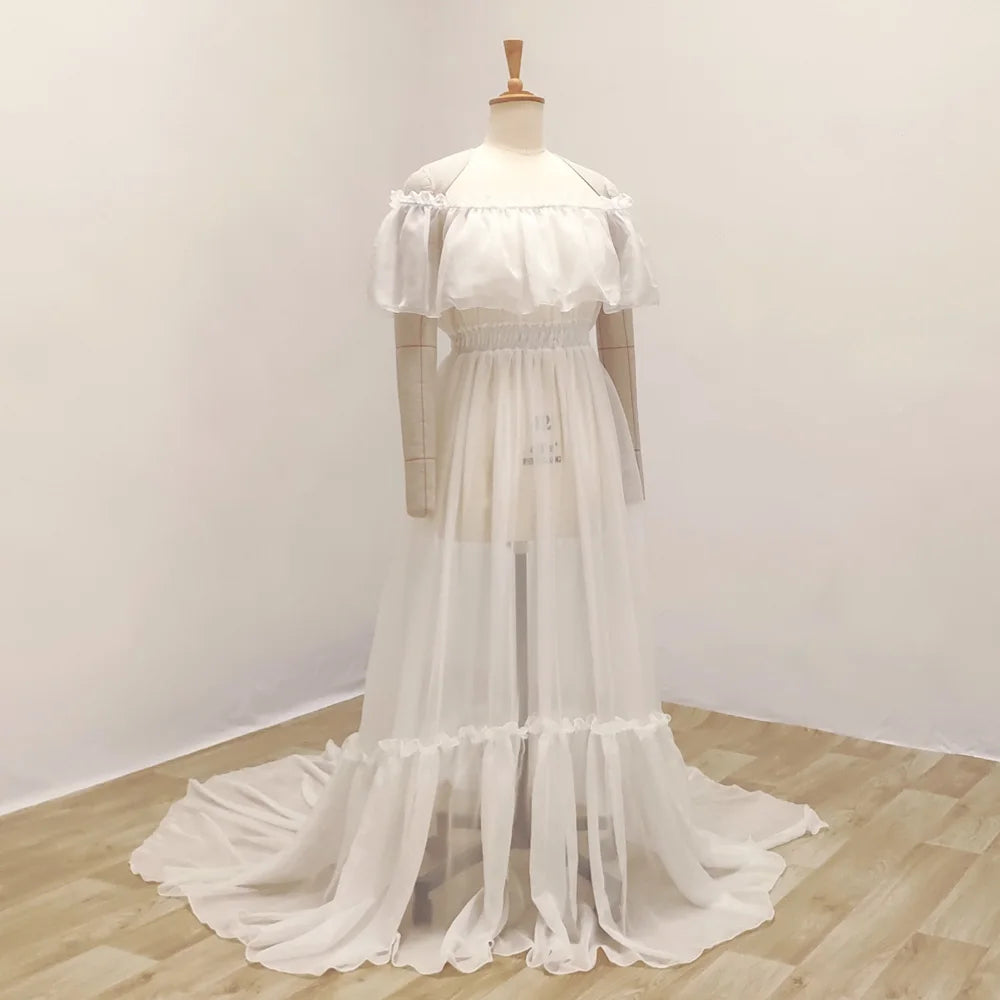 Chiffon Off-Shoulder Maternity Photography Dress
