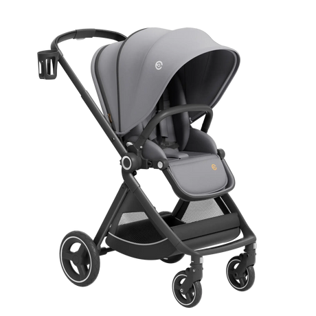 EMU Reversible Baby Stroller in gray, designed for ages 0-2 years, foldable with a sturdy frame and comfortable seating.