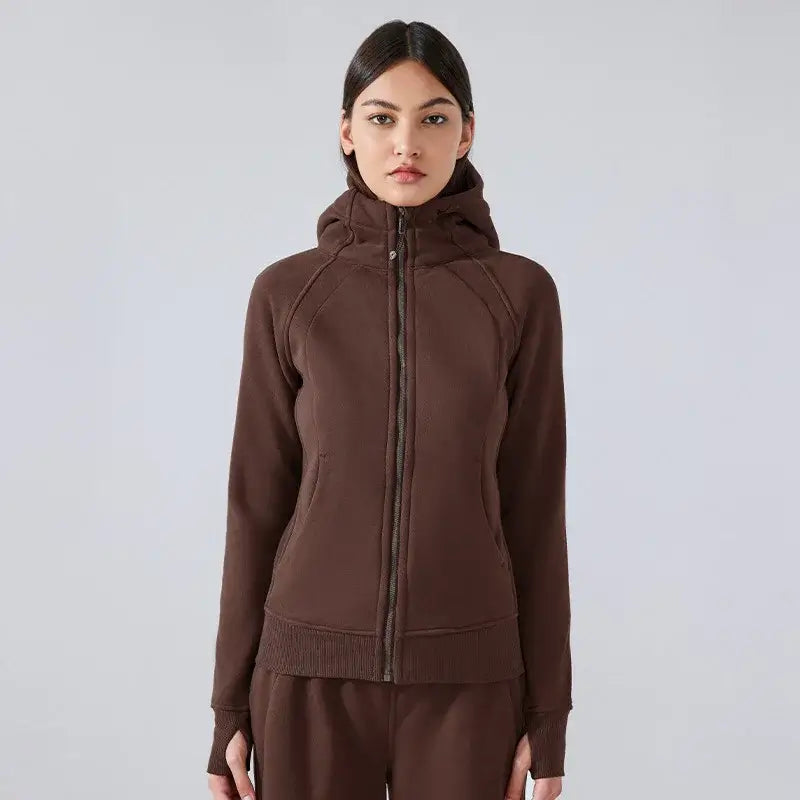 Women Thick Warm Hooded Sports Jacket