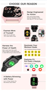 LEMFO LT10 Smart Watch features a 2.01" HD display, fitness tracking, customizable watch faces, and 10 workout modes.