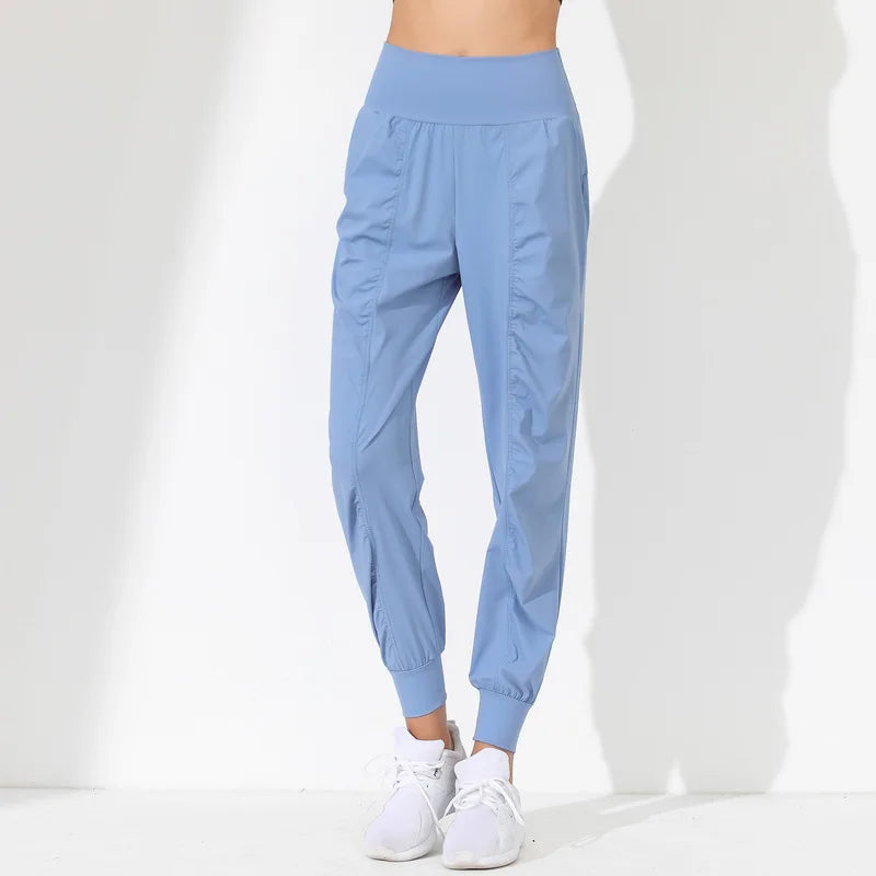 Hearuisavy Loose Quick-Dry Yoga Pants – Pleated Jogging Capris with Pockets