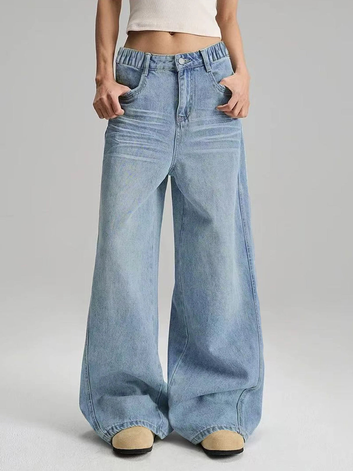 Women Vintage Baggy Straight Jeans
