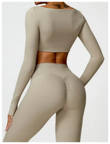Women's Long Sleeve Yoga Shirt – Gym Push-Up Fitness Top