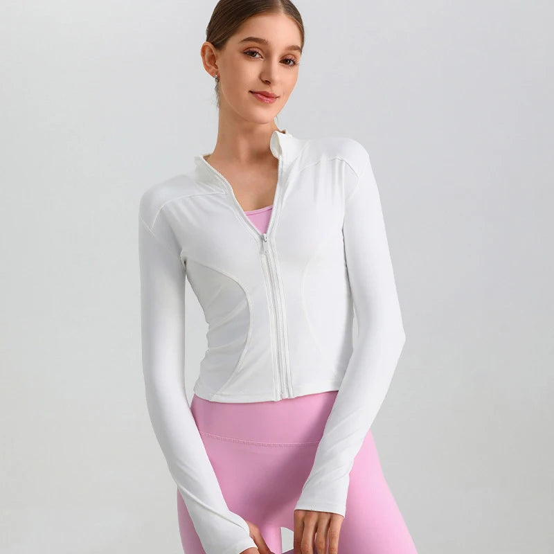 Women Slim Fit Zipper Yoga Jacket