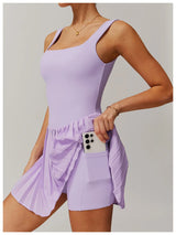 Women Pocket Pleated Sports Jumpsuit