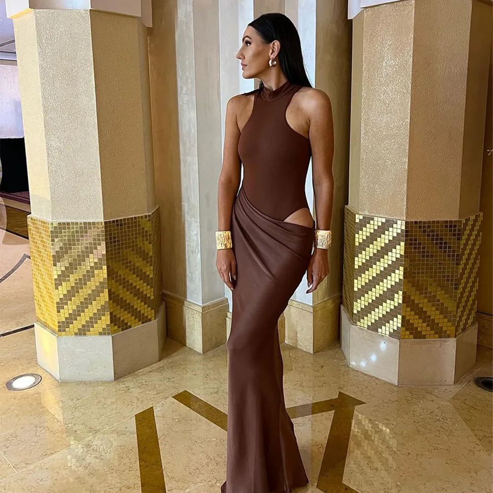 Luxe Satin Cutout Maxi Dress