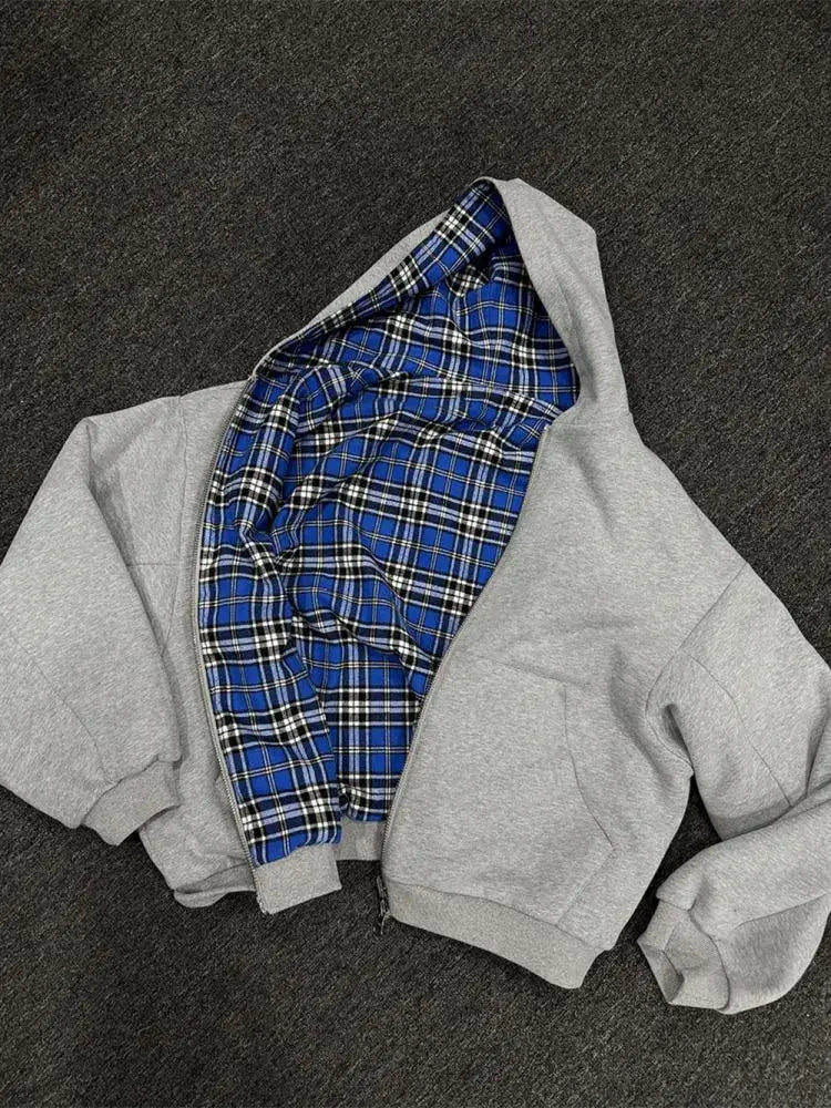 Unisex American Retro Zip Hoodie