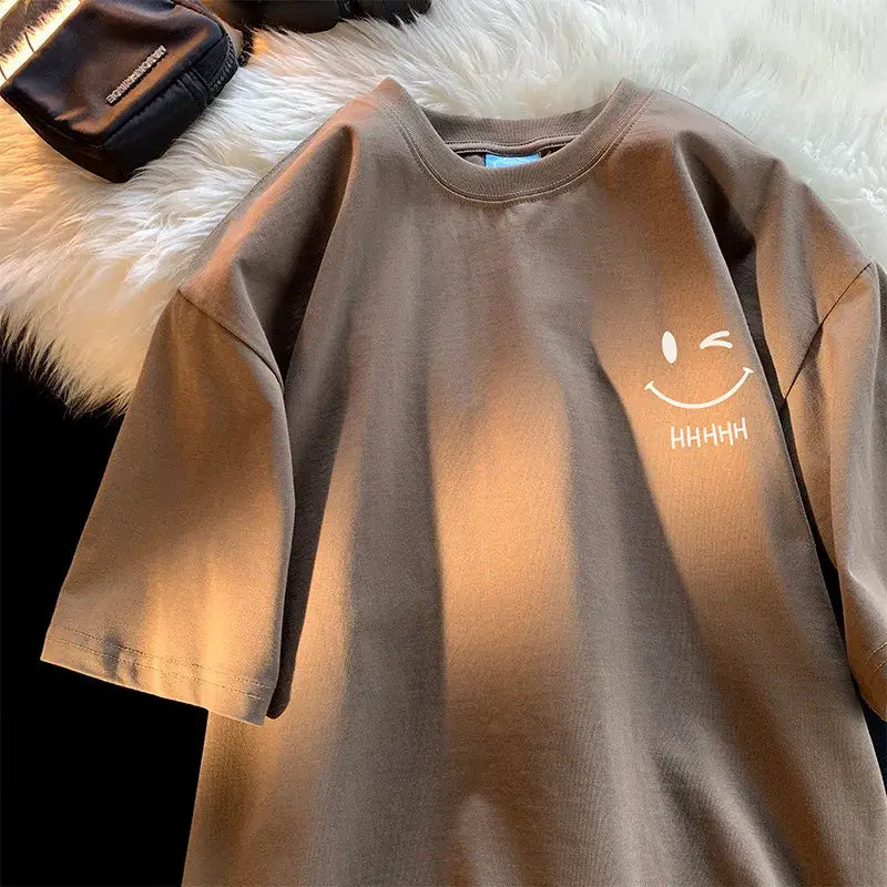 Women Smiley Face Oversized T-Shirt Casual Loose Top