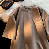 Women Smiley Face Oversized T-Shirt Casual Loose Top