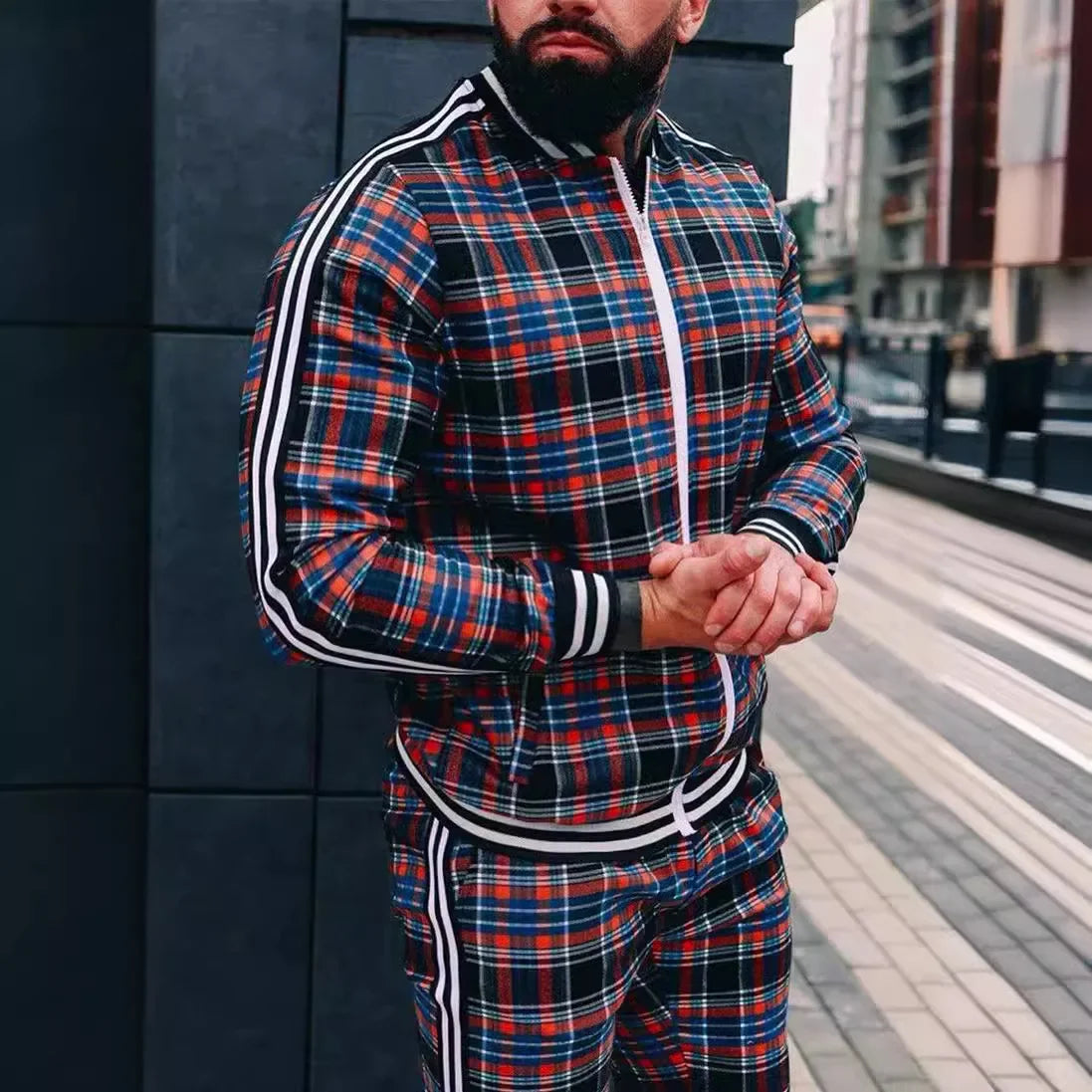 Men's Checkered Sports Tracksuit