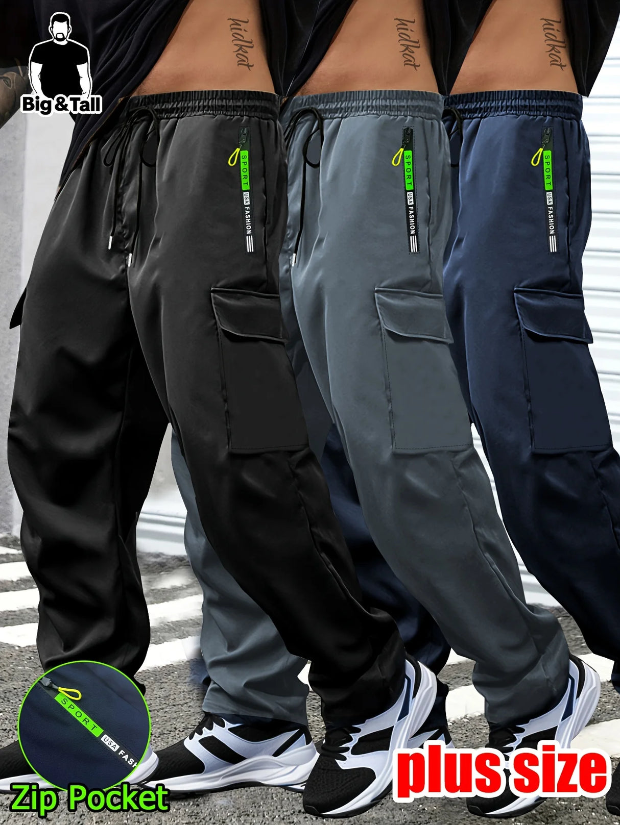 Men's Plus Size Cargo Pants – Multi Pocket
