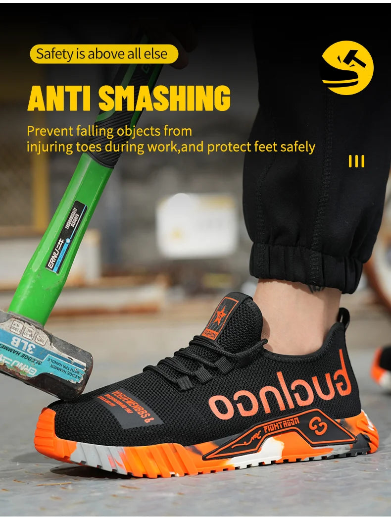 Women Safety Shoes Soft Sole Protective Sneakers