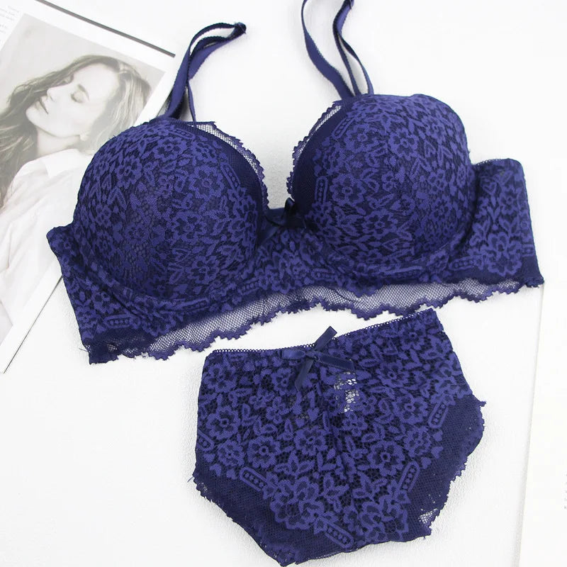Women Plus Lace Bra Set