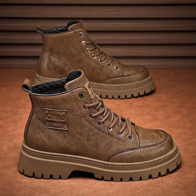 Men’s Autumn Waterproof Mid-Top Leather Boots