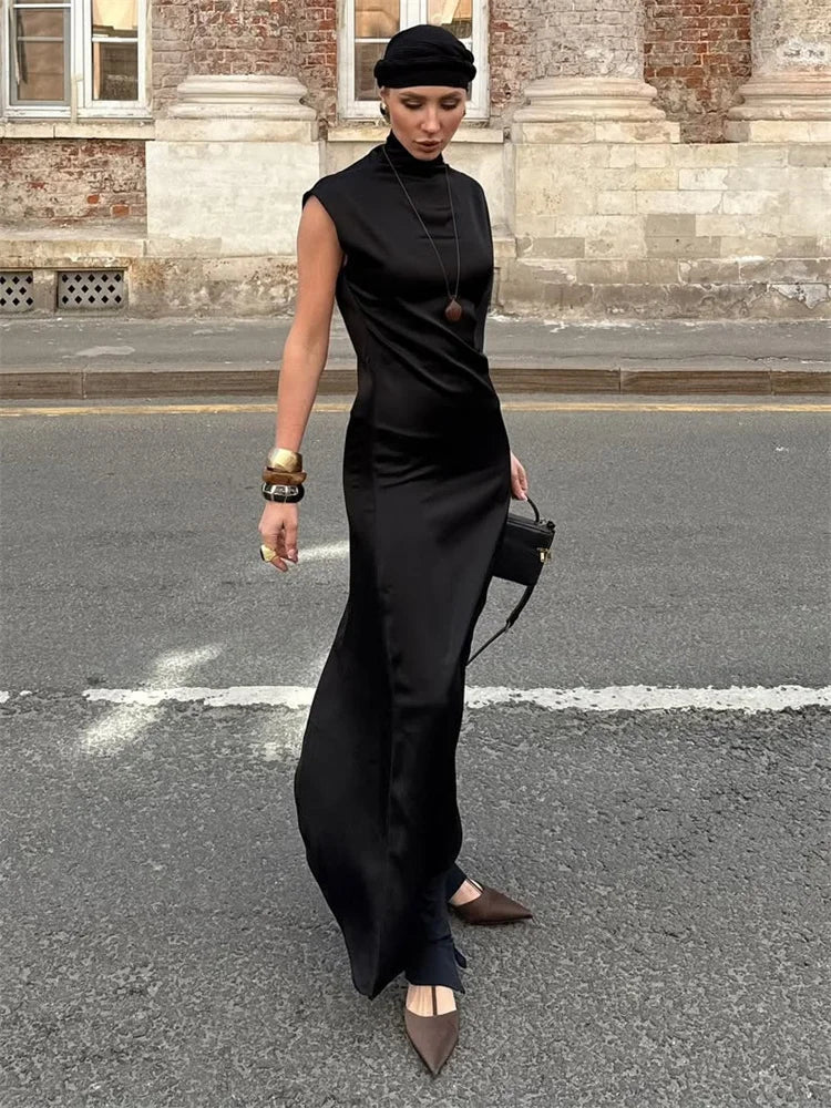 Midnight Luxe Satin Maxi Dress