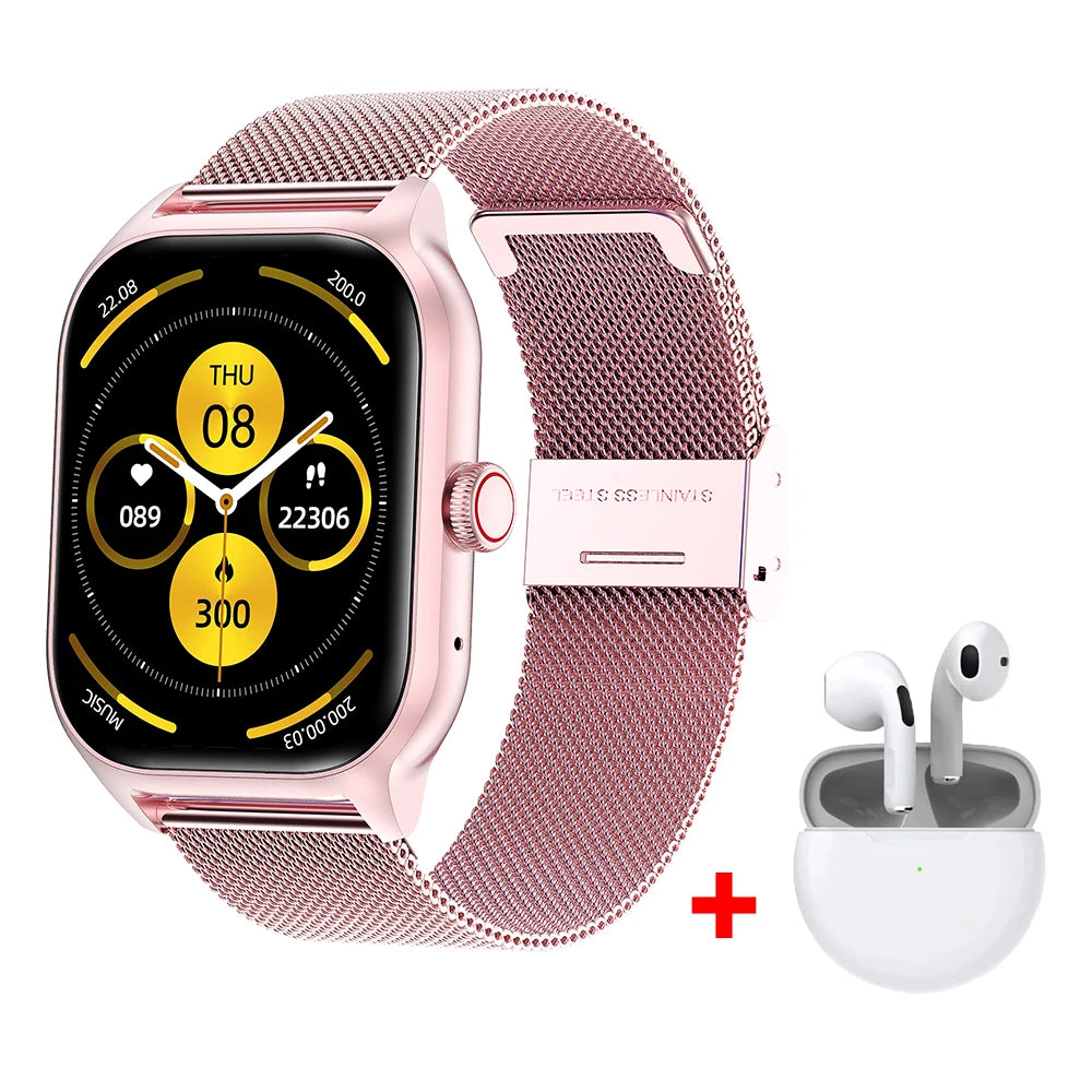 LEMF0 LT10 Smart Watch 2024 in rose gold with fitness tracker features and Bluetooth compatibility.
