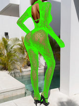 Women Lace Fishnet Club Jumpsuit