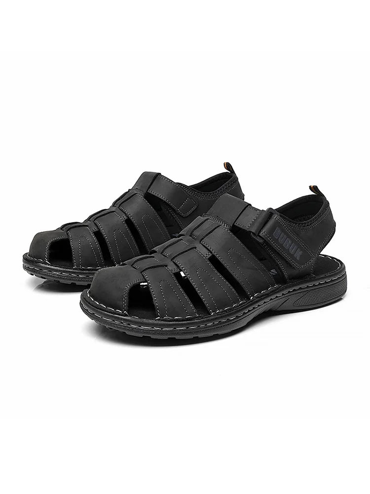 Men Cowhide Leather Beach Sandals