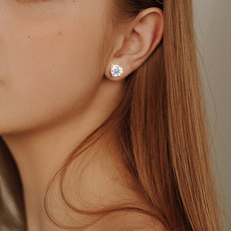 925 Sterling Silver Moissanite Stud Earrings