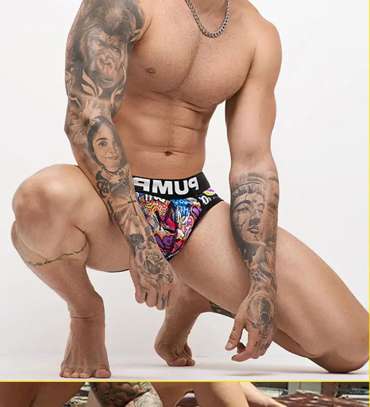 Men's Sexy Graffiti Briefs – Low Waist Jockstrap