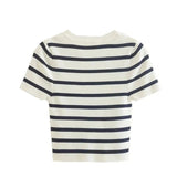 Women Striped Crop Knit Sweater