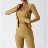 Women's Zip Long Sleeve Yoga Jacket – Slim Fit Gym Training Top