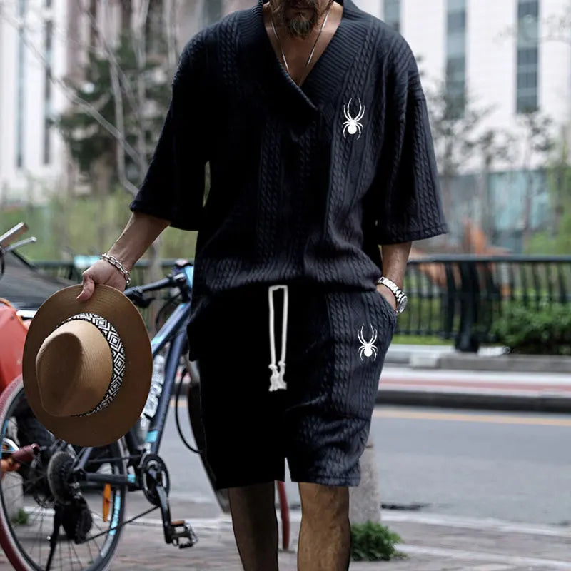 Men Jacquard Shorts Set