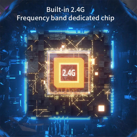 Close-up of a built-in 2.4G frequency band dedicated chip showcasing advanced electronic components.