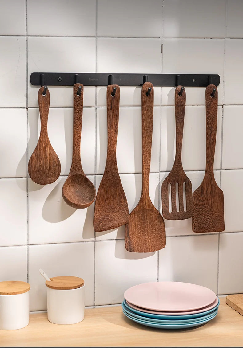Wooden Handle Non-Stick Kitchen Utensil Set